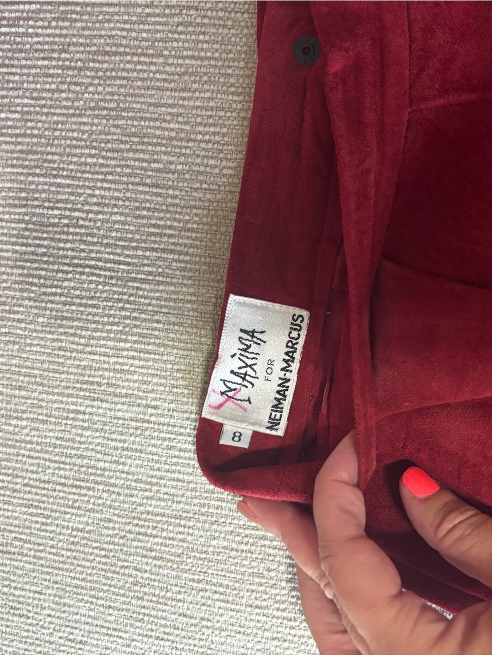 Neiman Marcus Red Suede Pencil Skirt